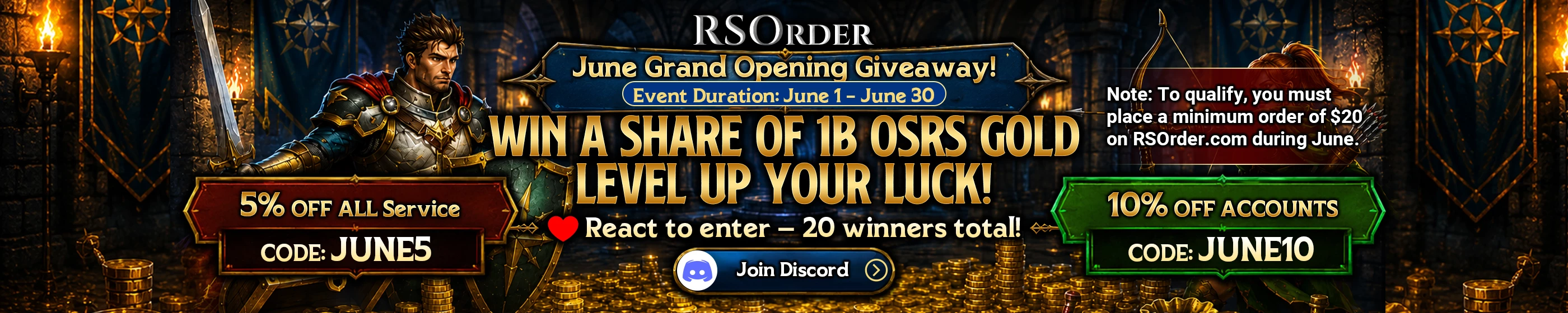 Win a share of 1B OSRS Gold level up your luck