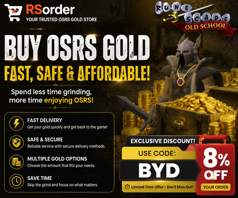 Buy OSRS Gold, Old School RuneScape Gold, Cheap OSRS Gold, RSorder Gold Service, BYD 8% Discount, Fast OSRS Gold Delivery